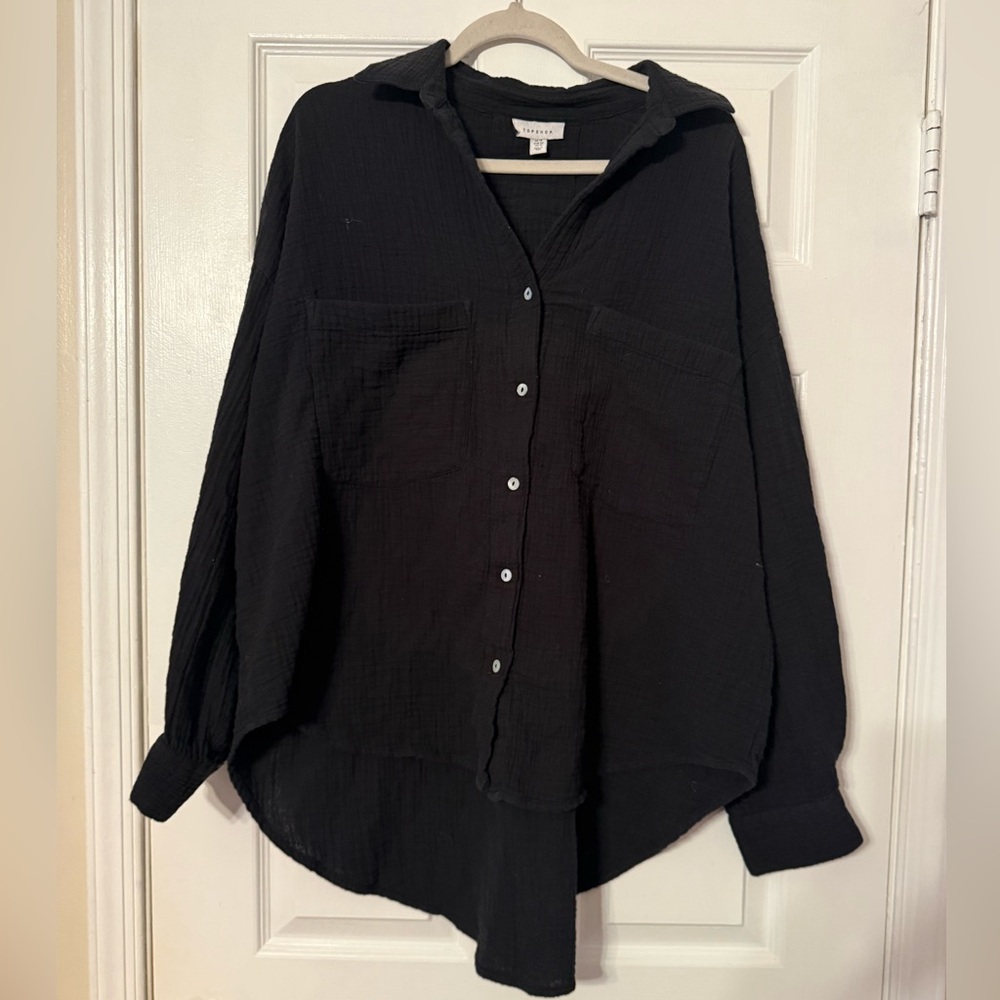 Madewell Black Button-Up Gauze Shirt